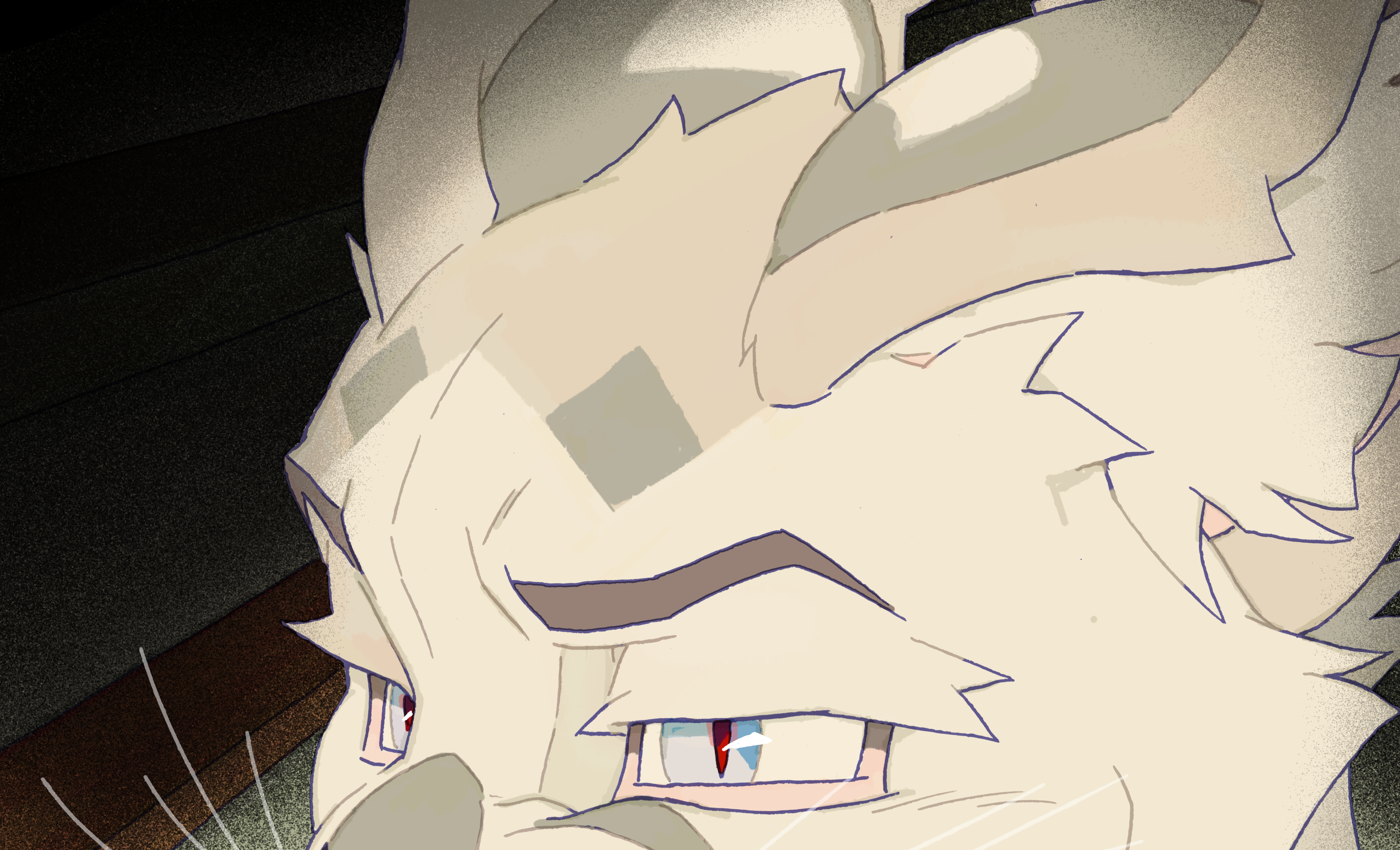 Close up colored illustration of an anthropomorphic cat woman.